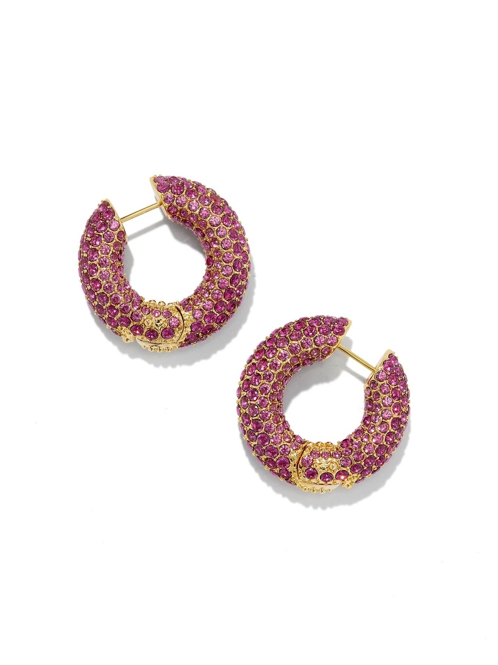 NWOT- Kendra Scott Mikki Pink Pave Gold Chunky Hoop Earrings